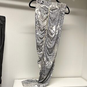 Cache Black and White Paisley Maxi Skirt